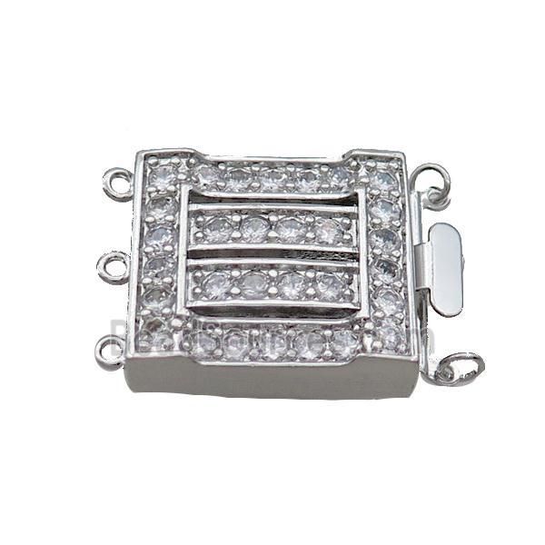 Copper Clasp Pave Zircon Slide Platinum Plated