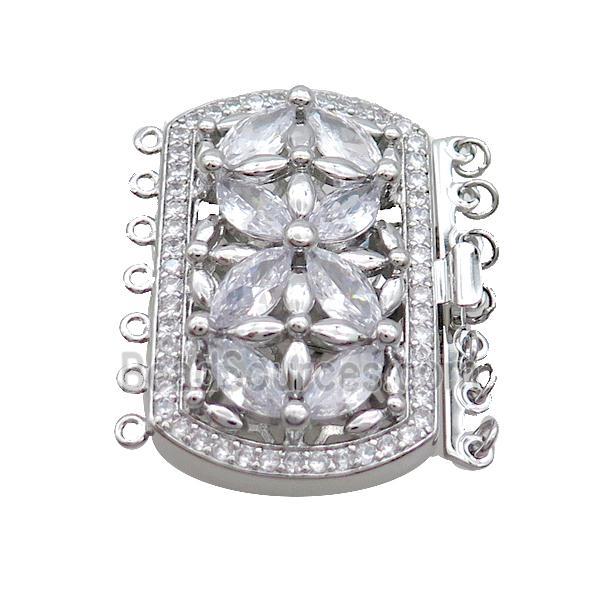 Copper Slide Clasp Pave Zircon Platinum Plated