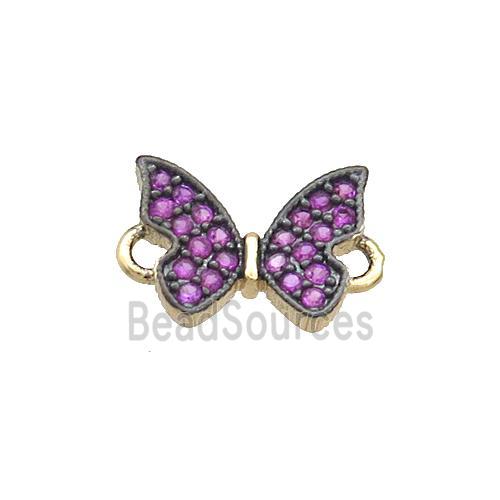 Copper Butterfly Connector Pave Zircon Gold Plated