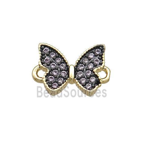 Copper Butterfly Connector Pave Zircon Gold Plated