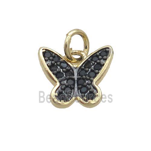 Copper Butterfly Pendant Pave Zircon Gold Plated