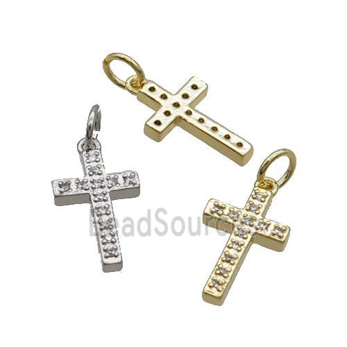 Copper Cross Pendant Pave Zircon Mixed