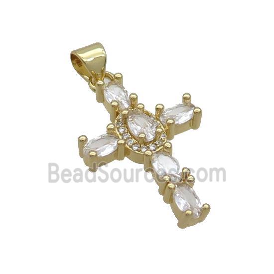 Copper Cross Pendant Pave Zircon Gold Plated