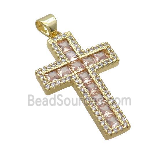 Copper Cross Pendant Pave Zircon Gold Plated