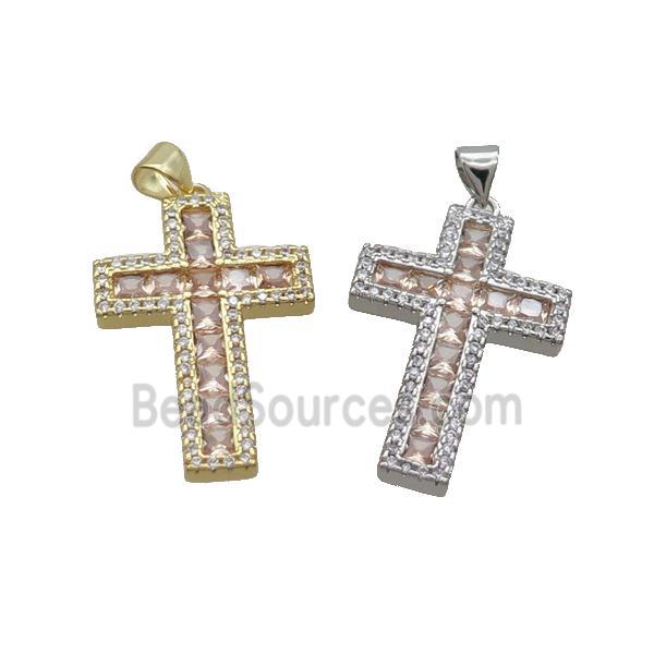 Copper Cross Pendant Pave Zircon Mixed