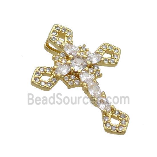 Copper Cross Pendant Pave Zircon Gold Plated