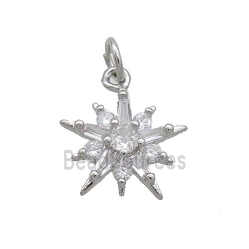 Copper Northstar Pendant Pave Zircon Platinum Plated