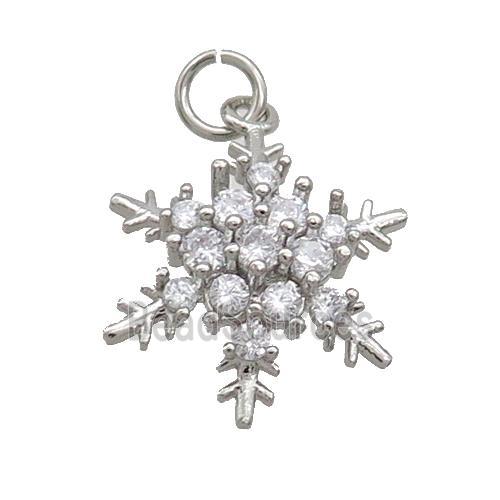 Copper Snowflake Pendant Pave Zircon Christmas Platinum Plated