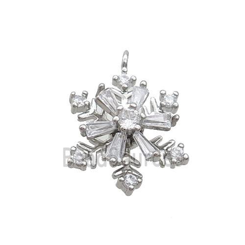 Copper Snowflake Pendant Pave Zircon Christmas Platinum Plated