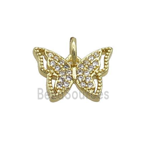 Copper Butterfly Pendant Pave Zircon Gold Plated