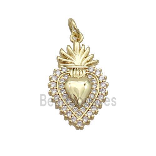 Copper Decor Heart Pendant Pave Zircon Gold Plated