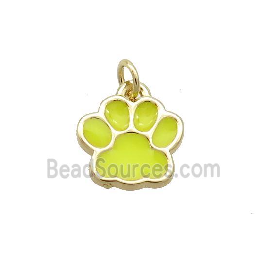 Copper Paw Pendant Yellow Enamel Gold Plated