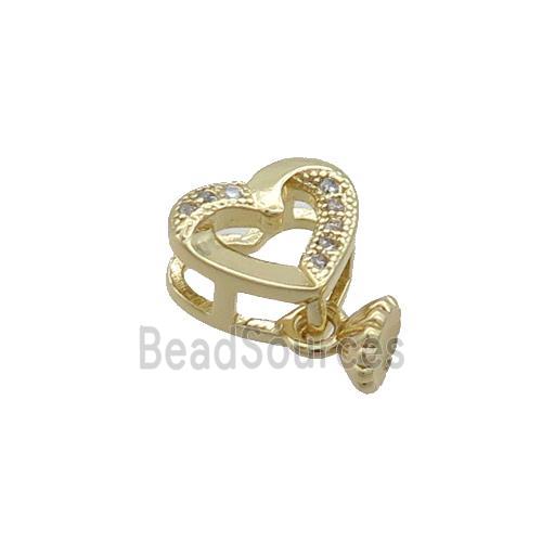 Copper Heart Pendant Pave Zircon Gold Plated