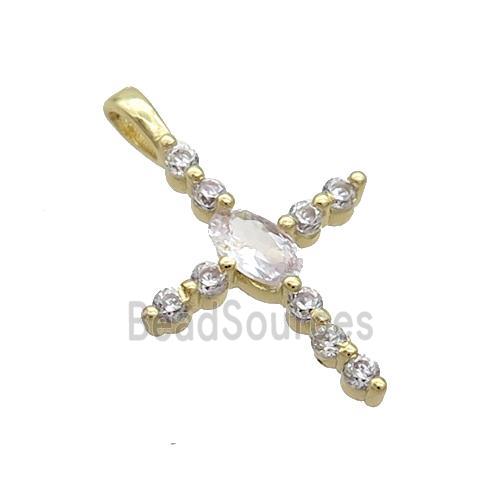 Copper Cross Pendant Pave Zircon Gold Plated