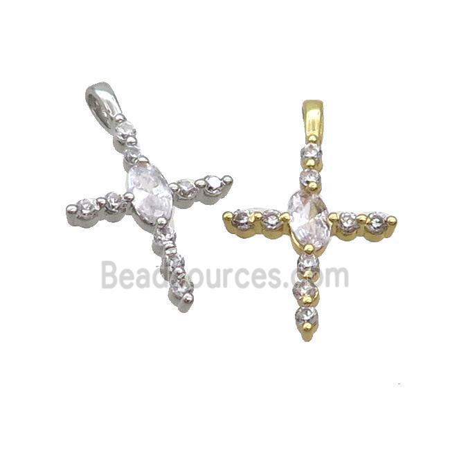 Copper Cross Pendant Pave Zircon Mixed