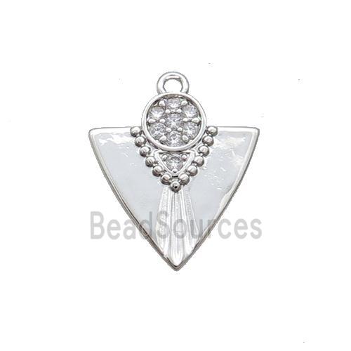 Copper Arrowhead Pendant Pave Zircon Platinum Plated