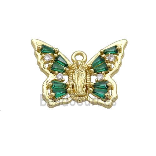 Copper Butterfly Pendant Pave Crystal Glass Gold Plated