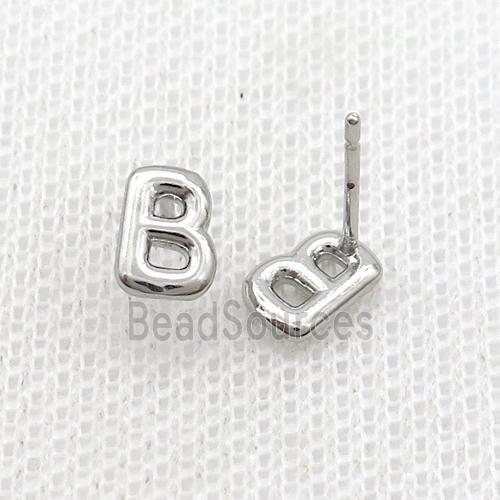 Copper Stud Earring B-Letter Platinum Plated