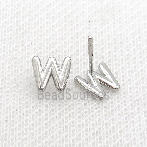 Copper Stud Earring W-Letter Platinum Plated