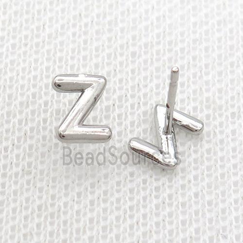 Copper Stud Earring Z-Letter Platinum Plated