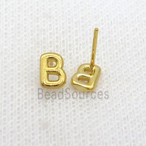 Copper Stud Earring B-Letter Gold Plated