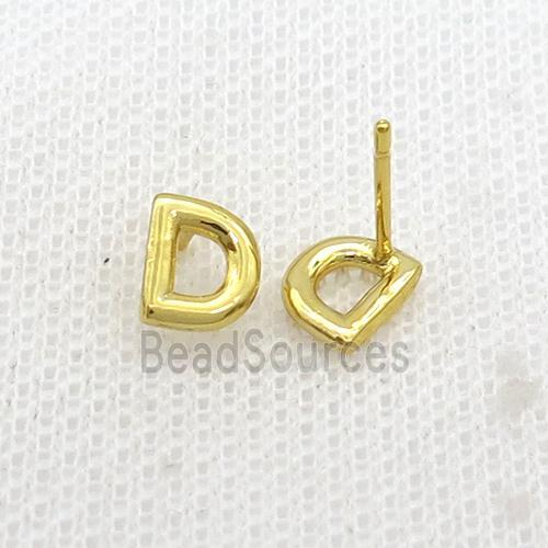 Copper Stud Earring D-Letter Gold Plated