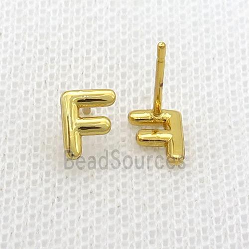 Copper Stud Earring F-Letter Gold Plated