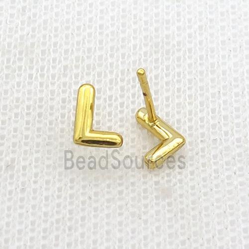 Copper Stud Earring L-Letter Gold Plated