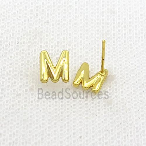 Copper Stud Earring M-Letter Gold Plated