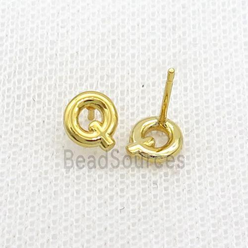 Copper Stud Earring Q-Letter Gold Plated