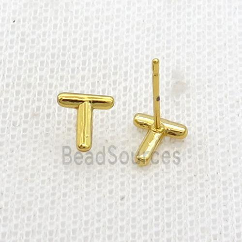 Copper Stud Earring T-Letter Gold Plated