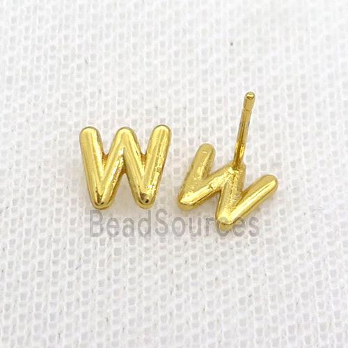 Copper Stud Earring W-Letter Gold Plated