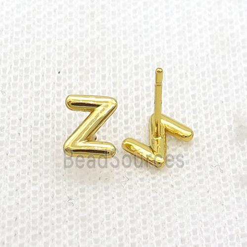 Copper Stud Earring Z-Letter Gold Plated