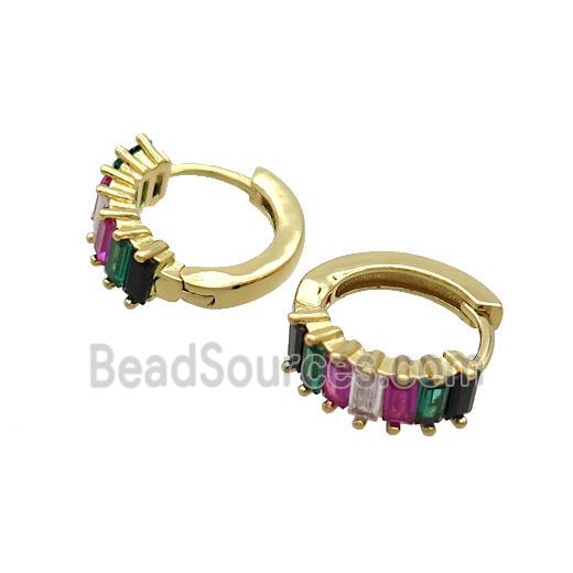 Copper Hoop Earring Pave Zircon Multicolor Gold Plated