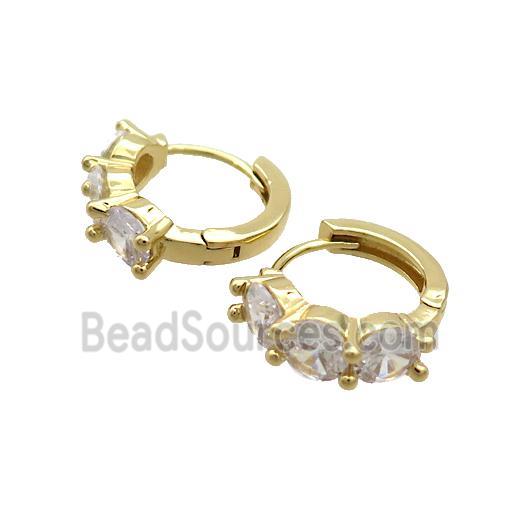 Copper Hoop Earring Pave Zircon Gold Plated