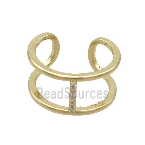 Copper Ring Pave Zircon I-Letter Gold Plated