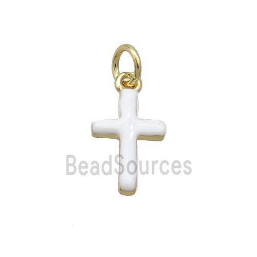 Copper Cross Pendant White Enamel Gold Plated