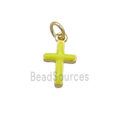 Copper Cross Pendant Yellow Enamel Gold Plated