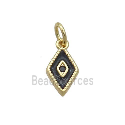 Copper Rhombic Pendant Black Enamel Darts Gold Plated