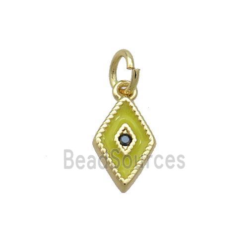 Copper Rhombic Pendant Yellow Enamel Darts Gold Plated