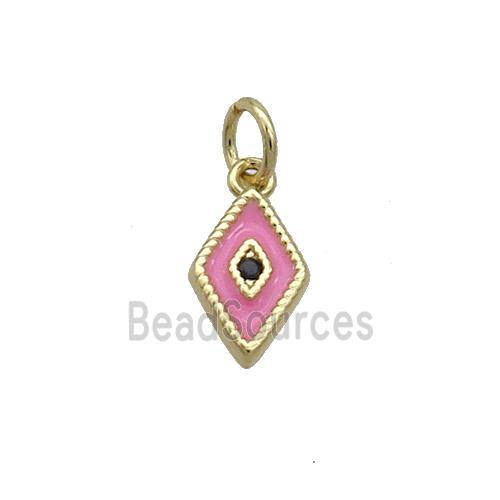 Copper Rhombic Pendant Pink Enamel Darts Gold Plated