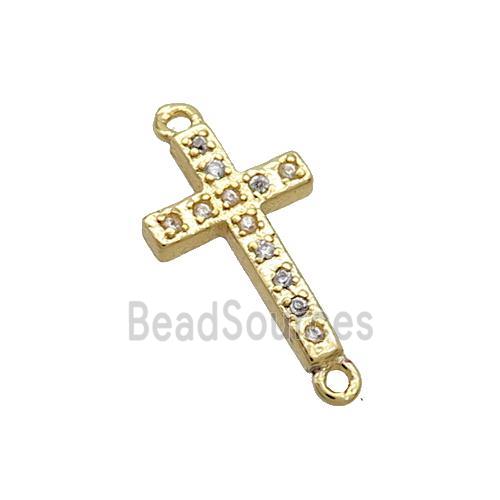 Copper Cross Connector Pave Zircon Gold Plated