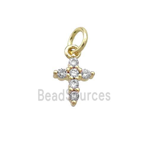 Copper Cross Pendant Pave Zircon Gold Plated