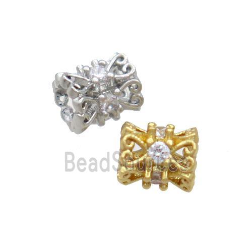 Copper Tube Beads Pave Zircon Mixed