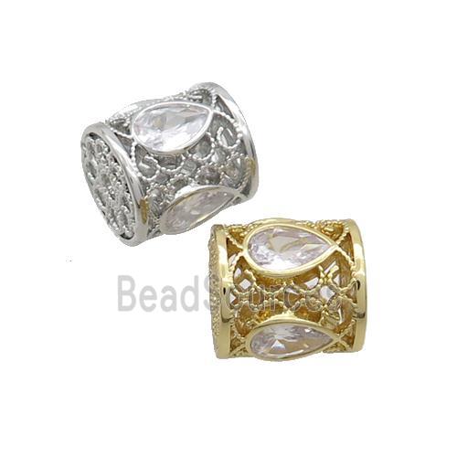 Copper Tube Beads Pave Zircon Mixed