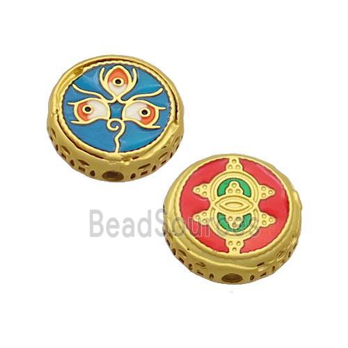 Copper Button Circle Beads Enamel Gold Plated