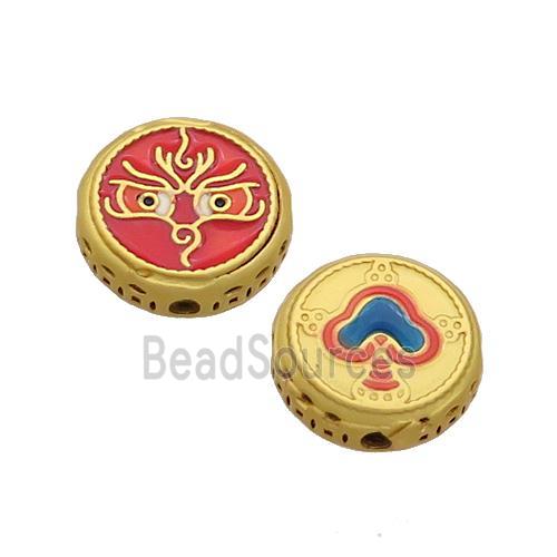 Copper Button Circle Beads Enamel Gold Plated