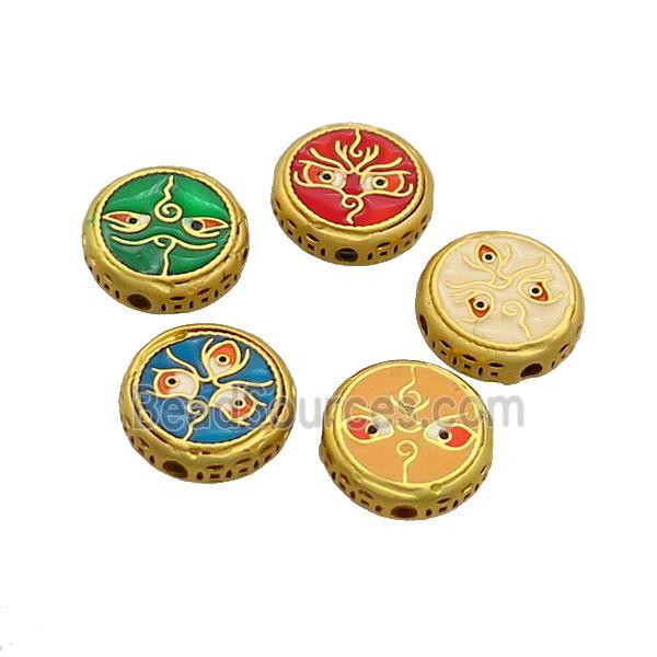 Copper Button Circle Beads Enamel Gold Plated Mixed