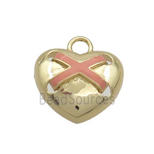 Copper Heart Pendant Pink Enamel Gold Plated