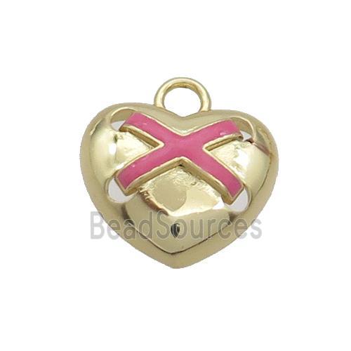 Copper Heart Pendant Pink Enamel Gold Plated